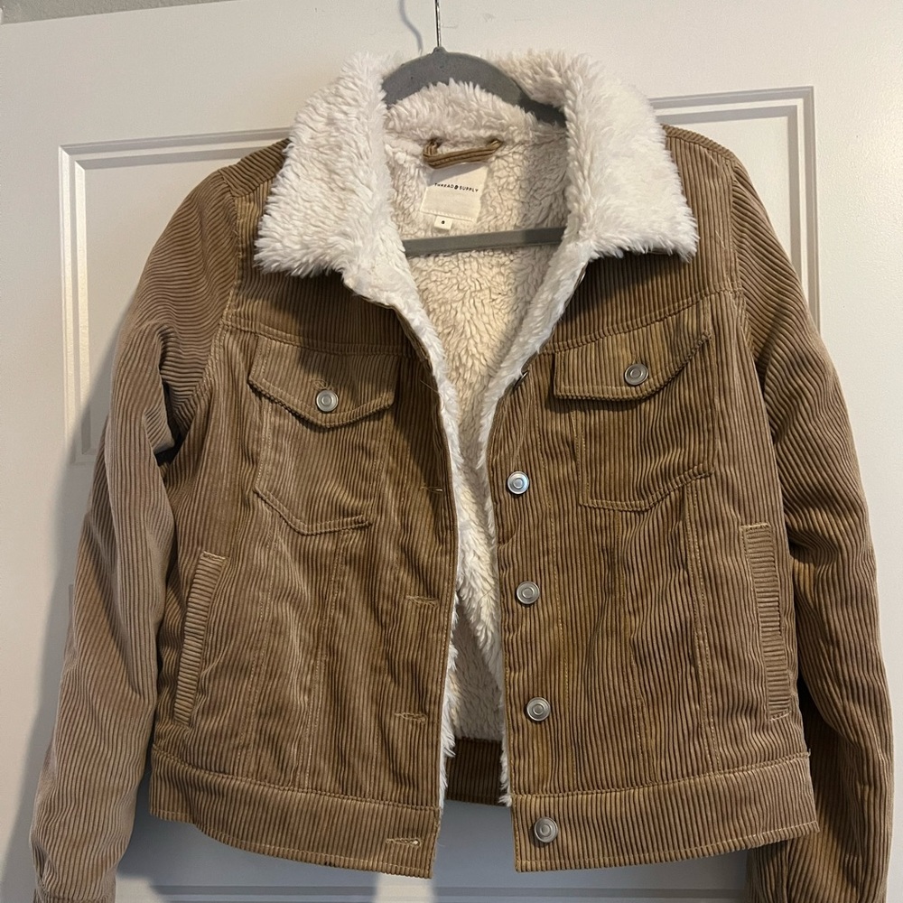 Corduroy jacket with fur inside